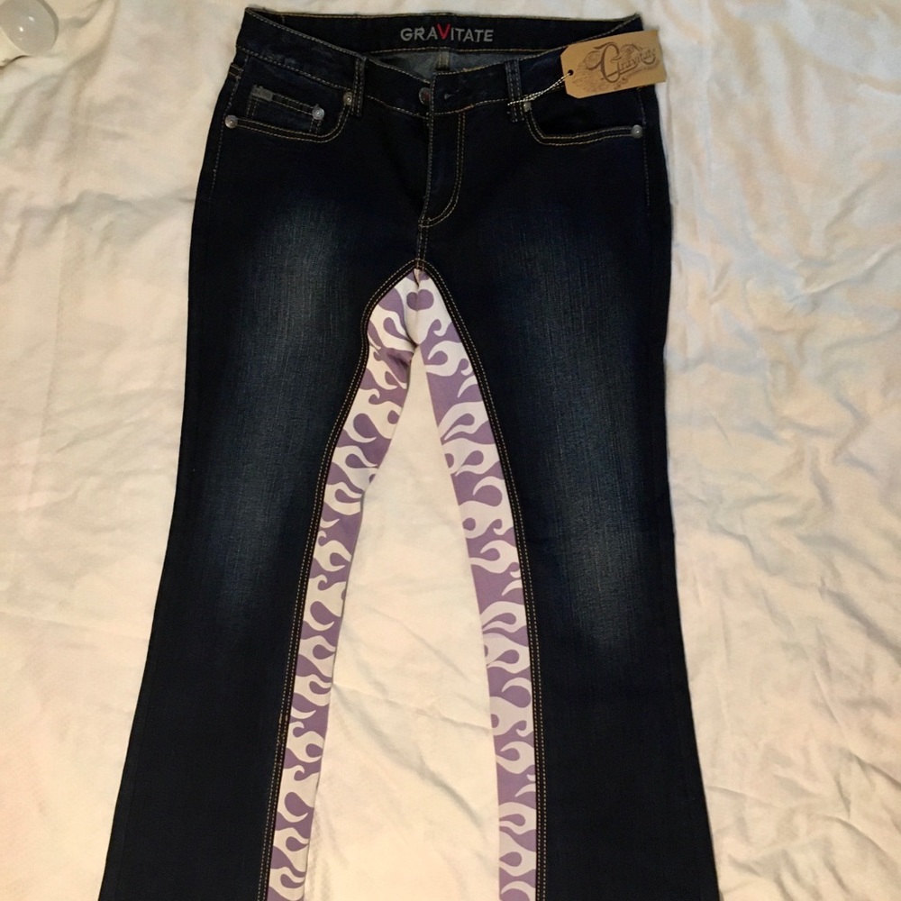 Sexy motorcycle jeans. Purple Flames. W10 L32